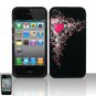 Hard Plastic Rubber Feel Design Case for Apple iPhone 4/4S - Royal Heart