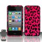 Hard Plastic Rubber Feel Design Case for Apple iPhone 4/4S - Hot Pink Leopard