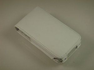 Vertical Leather Flip Cover Case With Rotating Belt Clip for Apple iPhone 4/4S - White