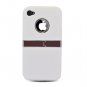 Hard Plastic Rubber Feel Case + Chrome Kickstand for Apple iPhone 4/4S - White