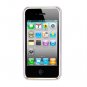 Hard Plastic Rubber Feel Case + Chrome Kickstand for Apple iPhone 4/4S - White