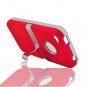 Hard Plastic Rubber Feel Case + Chrome Kickstand for Apple iPhone 4/4S - Red