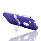 Hard Plastic Rubber Feel Case + Chrome Kickstand for Apple iPhone 4/4S - Purple