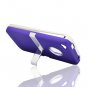 Hard Plastic Rubber Feel Case + Chrome Kickstand for Apple iPhone 4/4S - Purple