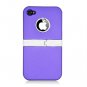 Hard Plastic Rubber Feel Case + Chrome Kickstand for Apple iPhone 4/4S - Purple