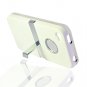 Hard Plastic Rubber Feel Case + Chrome Kickstand for Apple iPhone 4/4S - White