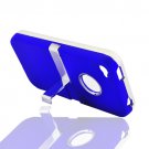 Hard Plastic Rubber Feel Case + Chrome Kickstand for Apple iPhone 4/4S - Blue