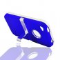 Hard Plastic Rubber Feel Case + Chrome Kickstand for Apple iPhone 4/4S - Blue