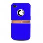 Hard Plastic Rubber Feel Case + Chrome Kickstand for Apple iPhone 4/4S - Blue