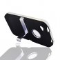 Hard Plastic Rubber Feel Case + Chrome Kickstand for Apple iPhone 4/4S - Black