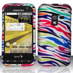 Hard Plastic Rubber Feel Design Case for Samsung Conquer 4G D600 - Rainbow Zebra