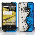 Hard Plastic Rubber Feel Design Case for Samsung Conquer 4G D600 - Silver and Blue Vines