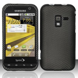 Hard Plastic Rubber Feel Design Case for Samsung Conquer 4G D600 - Carbon Fiber
