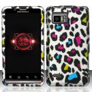 Hard Plastic Rubber Feel Design Case for Motorola Droid Bionic Targa XT875 - Rainbow Leopard