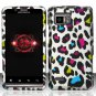 Hard Plastic Rubber Feel Design Case for Motorola Droid Bionic Targa XT875 - Rainbow Leopard