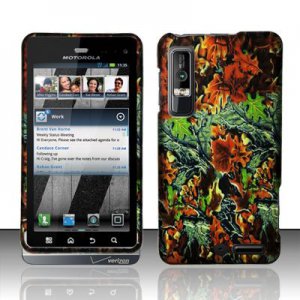 Hard Plastic Rubber Feel Design Case for Motorola Droid 3 - Hunter Flowers