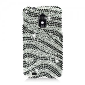 Hard Plastic Bling Design Case for Samsung Galaxy S II Epic 4G Touch - Silver and Black Zebra