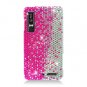 Hard Plastic Bling Rhinestone Design Case for Motorola Droid 3 - Silver and Pink