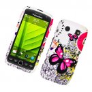 Hard Plastic Rubber Feel Design Case for Blackberry Torch 9850/9860 - Pink Butterfly