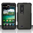 Hard Plastic Rubber Feel Design Case for LG Thrill 4G - Carbon Fiber