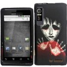 Hard Plastic Rubber Feel Design Case for Motorola Droid 3 - Black and White Zombie