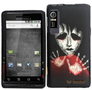 Hard Plastic Rubber Feel Design Case for Motorola Droid 3 - Black and White Zombie