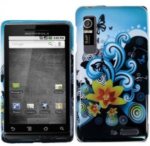 Hard Plastic Design Case for Motorola Droid 3 - Multi Colors Lily and Butterfly