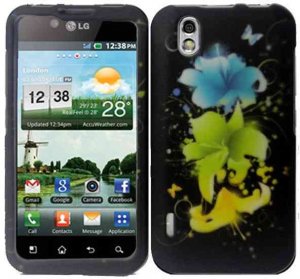 Hard Plastic Rubber Feel Design Case for LG Marquee LS855 - Magical Flower