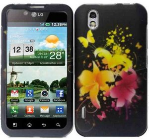 Hard Plastic Rubber Feel Design Case for LG Marquee LS855 - Heavenly Flower