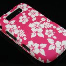 Hard Plastic Rubber Feel Design Case for Blackberry Torch 9800 - Pink Hawaiian Flowers