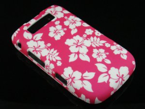 Hard Plastic Rubber Feel Design Case for Blackberry Torch 9800 - Pink Hawaiian Flowers