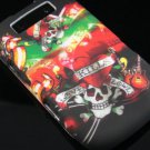 Hard Plastic Rubber Feel Design Case for Blackberry Torch 9800 - Heart and Skulls