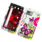 Hard Plastic Rubber Feel Design Case for Motorola Droid Bionic Targa XT875 - Pink Butterfly