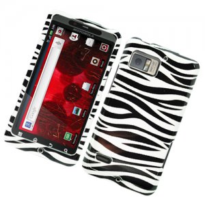 Hard Plastic Glossy Design Case for Motorola Droid Bionic Targa XT875 - Black and White Zebra