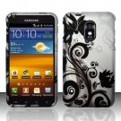 Hard Plastic Rubber Feel Design Case for Samsung Galaxy S II Epic 4G Touch - Silver and Black Vines