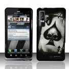 Hard Plastic Rubber Feel Design Case for Motorola Droid 3 - Ace of Spade Skull
