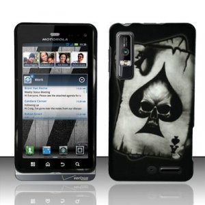 Hard Plastic Rubber Feel Design Case for Motorola Droid 3 - Ace of Spade Skull