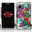 Hard Plastic Rubber Feel Design Case for Motorola Droid Bionic Targa XT875 - Purple and Blue Flowers