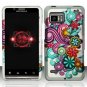 Hard Plastic Rubber Feel Design Case for Motorola Droid Bionic Targa XT875 - Purple and Blue Flowers