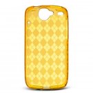 Crystal Gel Check Design Skin Case for HTC Google Nexus One - Orange