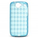 Crystal Gel Check Design Skin Case for HTC Google Nexus One - Blue