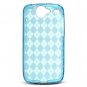 Crystal Gel Check Design Skin Case for HTC Google Nexus One - Blue