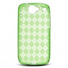 Crystal Gel Check Design Skin Case for HTC Google Nexus One - Green