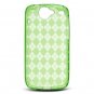 Crystal Gel Check Design Skin Case for HTC Google Nexus One - Green