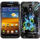 Hard Plastic Design Case for Samsung Galaxy S II Epic 4G Touch - Black and Blue Flower
