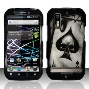 Hard Plastic Rubber Feel Design Case for Motorola Photon 4G - Ace of Spade Skull