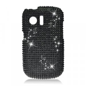 Hard Plastic Bling Rhinestone Design Case for Huawei Pinnacle M635/Pillar M615 - Black