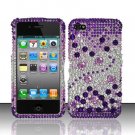 Hard Plastic Bling Rhinestone Design Case for Apple iPhone 4/4S - Purple and Silver