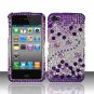 Hard Plastic Bling Rhinestone Design Case for Apple iPhone 4/4S - Purple and Silver