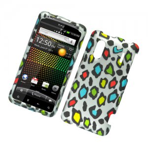 Hard Plastic Rubber Feel Design Case for HTC Evo Design 4G/Kingdom - Colorful Leopard